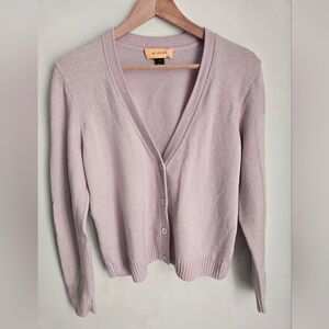 ST. JOHN Women's Soft Lavender 💯 Soft Wool Knit Cardigan